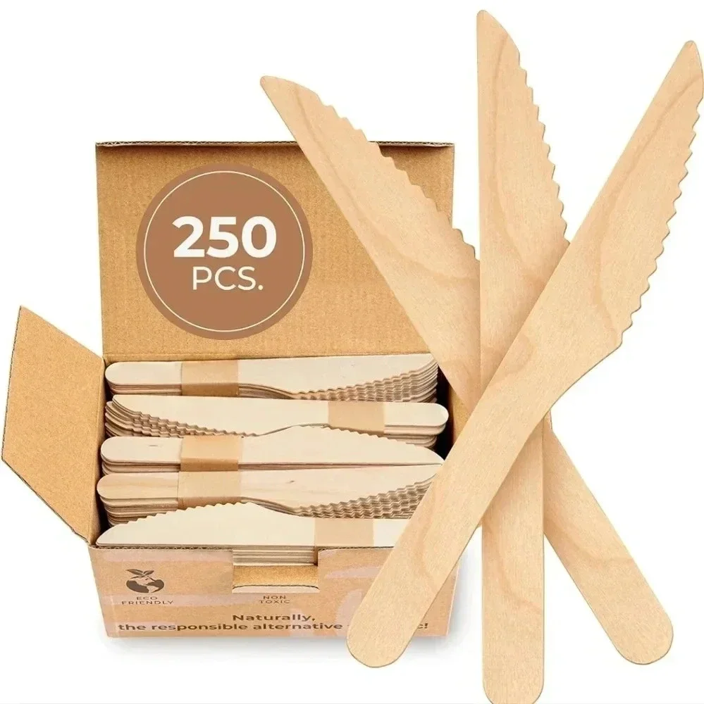 Disposable Wooden Knives Set of 250 Pcs